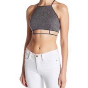 Line & Dot Charcoal Gray Cage Halter Bralette